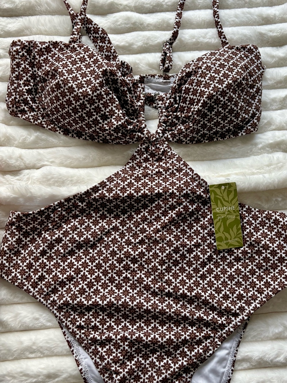 CUPSHE Jagger U-Ring Tie Back Monokini Swimsuit Size L NWT - Picture 5 of 16